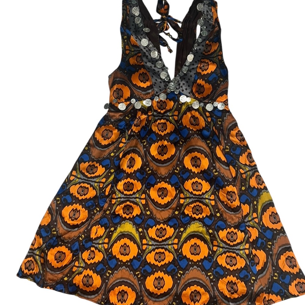 Plenty by Tracy Reese Vibrant Blue and Orange Patterned Garment